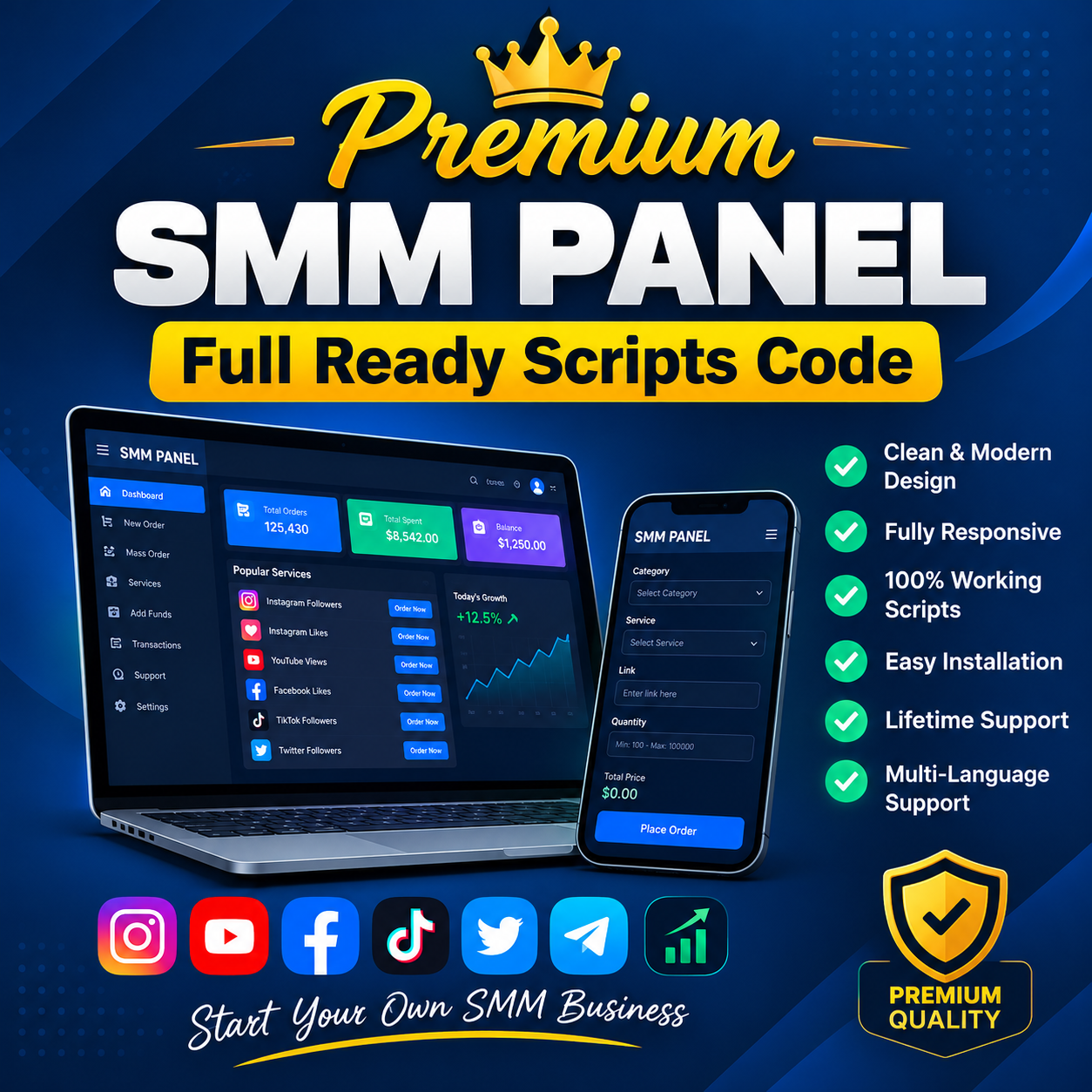 Premium SMM Panel Full Ready Scripts Code