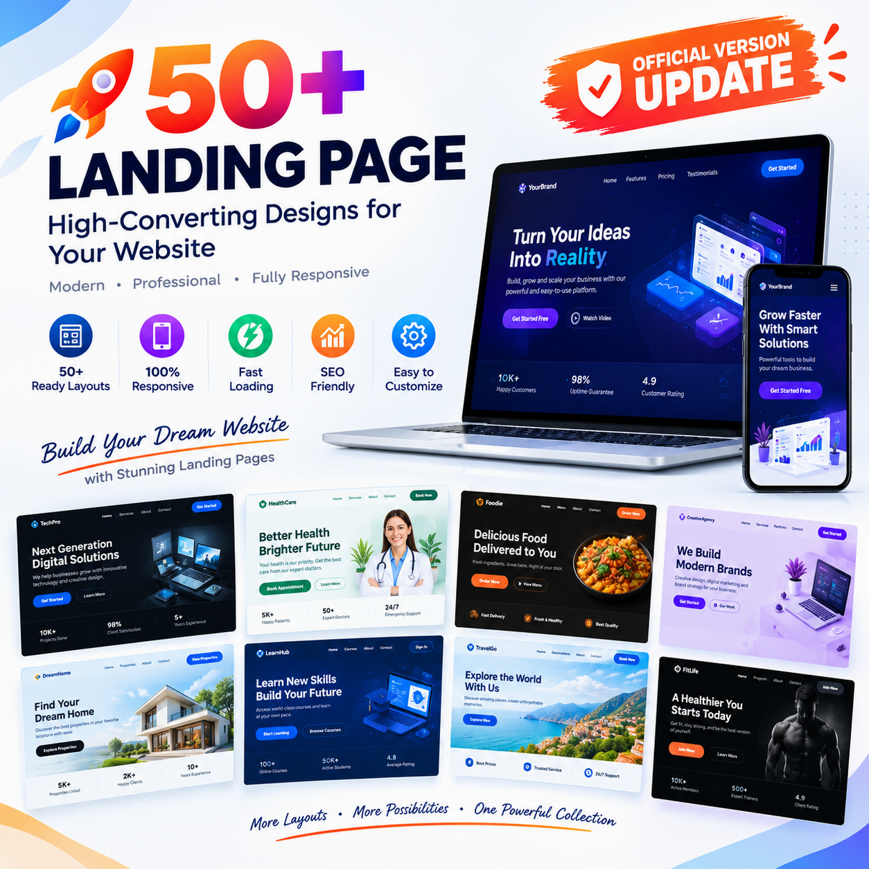 🚀 50+ Premium Landing Page Templates
